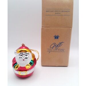 Avon Gift Collection Brilliant Festive Ornament Santa 1998 Vtg Glass Open Box